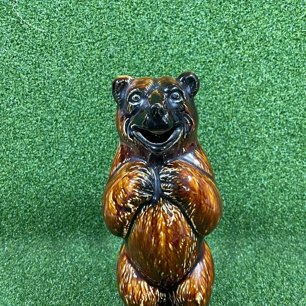 Vintage Russkaya Vodka Ceramic Bear Decanter Pitcher